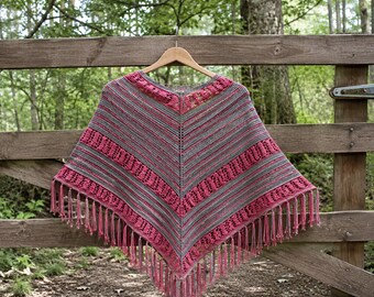 PDF de envoltorio triangular de encaje / Diseño bohemio con flecos / Descarga digital instantánea / Elegante accesorio hecho a mano