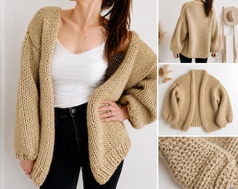 Chunky Cardigan PDF | Oversized Knit Sweater | Digital Tutorial | Cozy Layering Piece