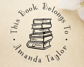 SELF INKING custom library stamp,personalized book stamp,this book belongs to,from the library of,LR24