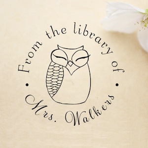 SELF INKT aangepaste bibliotheek stempel, gepersonaliseerde boek stempel, dit boek behoort tot, uit de bibliotheek van, nachtuil, LR05