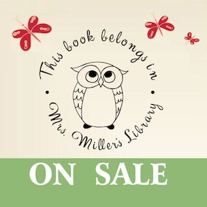 ZELF inkt aangepaste bibliotheek stempel, gepersonaliseerde boek stempel, dit boek behoort, uit de bibliotheek van, night owl, LR01 te koop