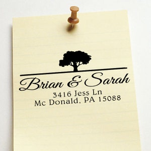 gepersonaliseerde retouradresstempel met boom, ZELFINKTENDE aangepaste trouwadresstempel, S36