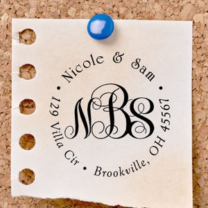 Personalisierter Monogramm Stempel,selbstfärbender Rücksendestempel, personalisierter Hochzeitsstempel,R10