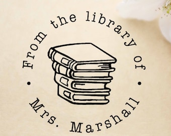 SELF INKING custom library stamp,personalized book stamp,this book belongs to,from the library of,LR16