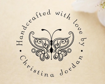 SELF INKING custom handmade by stamp,personalized created by stamp,designed by stamp,handcrafted by stamp,butterfly stamp HR101