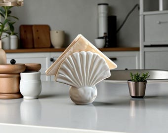 Minimalistische keramische servethouder, keukendecor kust, Scandinavisch eettafelaccent