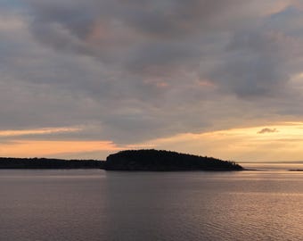Afdruk zonsondergang kust