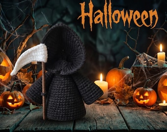 Haakpatroon Magere Hein pdf | Haakpatroon Halloween-amigurumi | Zelfstudie Gothic pluche pop | Spookachtig gehaakt speelgoed | Direct downloaden