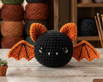 Haakpatroon spookachtig vleermuis amigurumi pdf | Pluche Halloween-vleermuispatroon | Gehaakt speelgoed voor beginners | Schattige kawaii vleermuis DIY digitale download