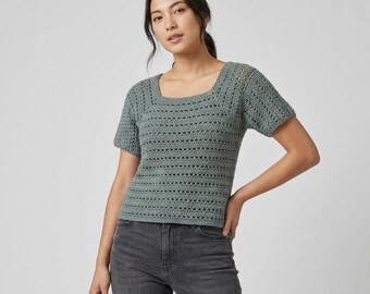 Haakpatroon drijfhout T-shirt pdf | Patroon raglantop voor beginners | Naadloos gehaakt zomershirt | Eenvoudig gehaakt T-shirt dames | Digitale download