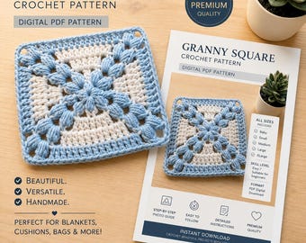 Oma vierkant haakpatroon pdf | Gehaakt motief met bladerdeeg | Direct downloaden | Afghaans blok | DIY dekenpatroon | DIY-deken