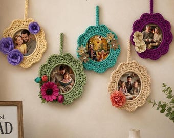 Fotolijstpatroon gehaakt pdf-bestand | Geüpcycled armband DIY-decor (digitale download)