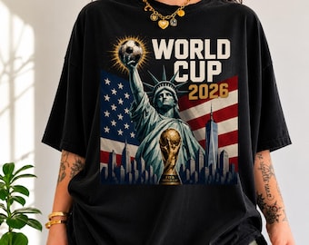 Copa Mundial 2026 EE. UU. PNG, Diseño de camiseta para aficionado al fútbol estadounidense, Gráfico de torneo de fútbol, Descarga digital