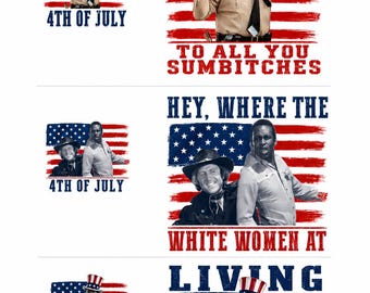 Paquete de imágenes PNG de películas patrióticas divertidas, sublimación retro del 4 de julio (descarga digital)