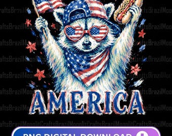 Mapache patriótico PNG, Mapache americano PNG, Divertido 4 de julio, Diseño de mapache con la bandera de EE. UU.