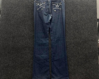 Jeans Diversity Jeans modello bootcut, lavaggio scuro e decorato, taglia 12 da donna