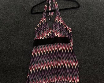 Wild Rose Glitter Chevron Neckholder Top Damen Medium