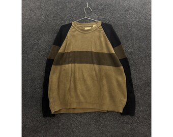 Arrow heren XL geribbelde katoenen trui jaren 90 minimalistische colorblock raglan ronde hals