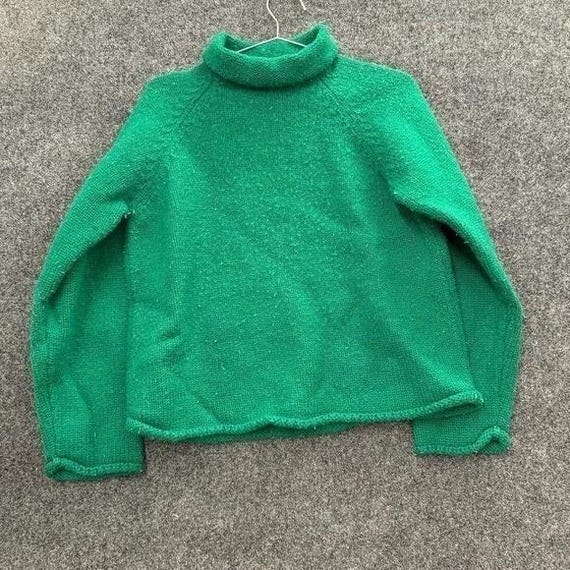 J.Crew, Vintage JCrew Roll Neck Wool Sweater Bright Green Womens Large 90s Rare