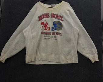 Sudadera vintage Lee Rose Bowl 1994 Wisconsin vs UCLA para hombre, talla 2XL, color gris.