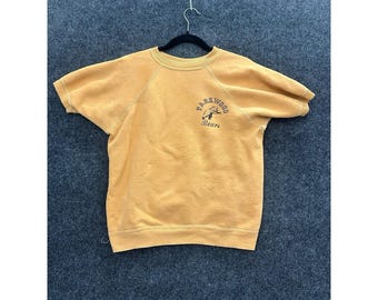 Vintage 1960s Parkwood Bears Sweatshirt Herren L Senf Kurzarm Flock