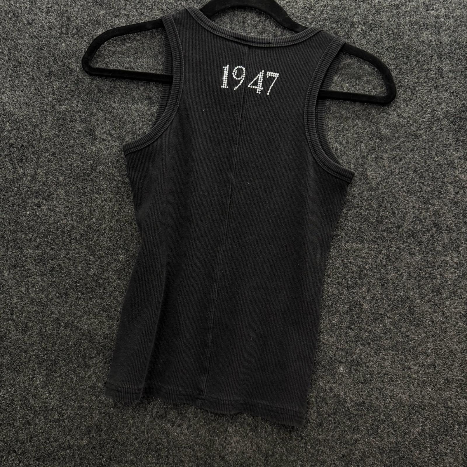 Christian Dior J'adore Dior 1947 Rhinestone Ribbed Tank Top Black