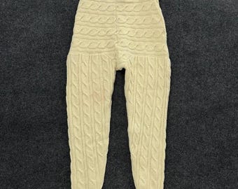 Vintage Cream Cable Knit Sweater Pants Womens Cozy Wool GrandmaCore