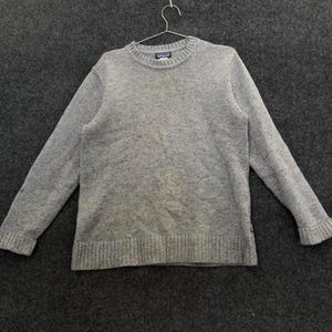Jersey de cuello redondo para hombre, talla M, de mezcla de lana merino gris vintage de Patagonia, estilo gorpcore, ideal para senderismo.