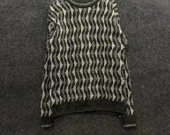 Croft & Barrow męski sweter dzianinowy w geometryczne wzory, duży, oliwkowo-zielony, szary