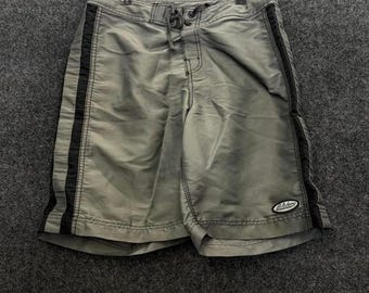 Bañador tipo bermuda Billabong gris y negro vintage de los 90, talla 32, para surf, raro, estilo Y2K.