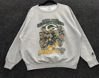 Sudadera vintage Starter de los Green Bay Packers campeones del Super Bowl para hombre, talla XXL