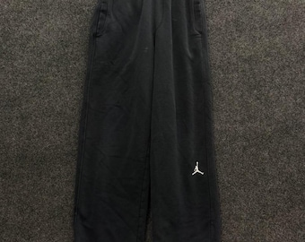 Jordan Wide Leg Fleece Sweatpants Mens Small Black Minimal Essential Y2K