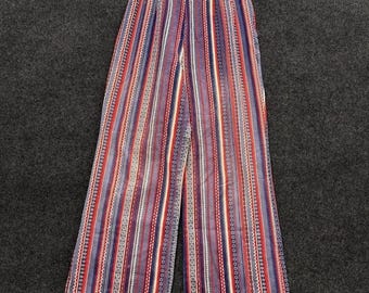 Pantalon évasé géométrique vintage des années 1970, 30 x 26, pantalon large mod bohème