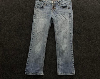 Jeansy damskie L.e.i z niskim stanem i guzikami, z denimu Y2K, z lekkim rozcięciem i rozszerzanymi nogawkami