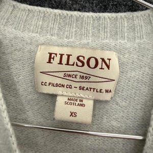 Pull Filson Made In Scotland XS Femme Gris clair Pull en tricot de laine image 2