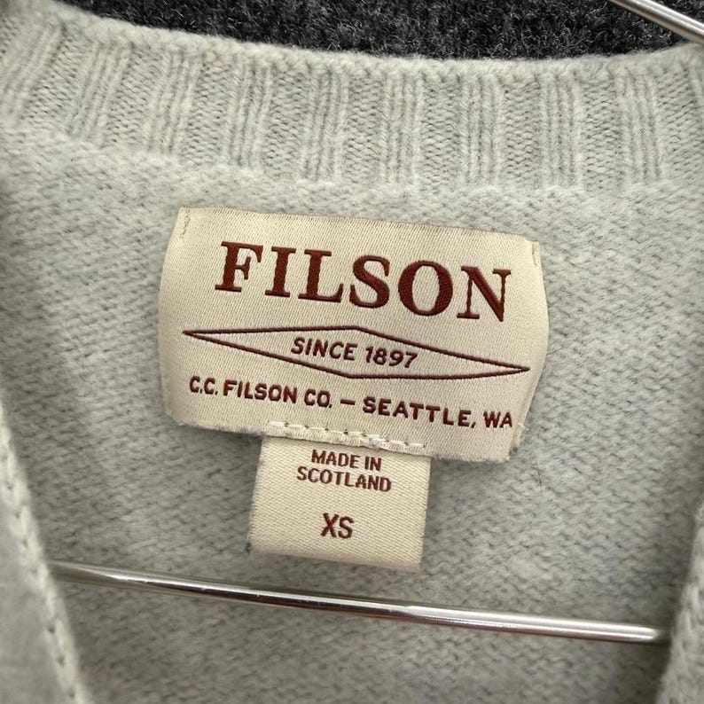 Pull Filson Made In Scotland XS Femme Gris clair Pull en tricot de laine image 2