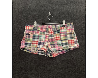 American Eagle Patchwork Plaid Shorts Womens 2 Low Rise Y2K Babydoll Multicolor