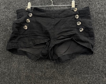 Pantalones cortos Life in Progress, estilo marinero, con botones, microshorts, para mujer, talla pequeña, lino, estilo Y2K