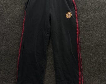 Spodnie dresowe Vintage Aeropostale damskie, średnie, czarno-czerwone, z szerokimi nogawkami i grzebieniem Y2K