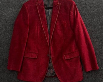 Van Heusen Studio Röd Paisley Sammetskavaj Herr 40R Dressjacka Luxe
