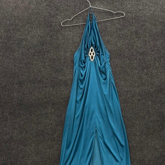 morgan and co halter dress & Vintage Blue Maxi Rhinestone Gemstone Turquoise Size M H