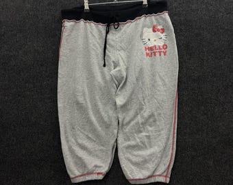 Vintage Hello Kitty Sanrio graue Capri-Jogginghose Y2K Cropped Jogginghose XG 15/17