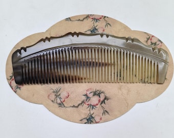 Natural Black Horn Comb Wavy Handle Anti Static Massage Hair Comb Portable Gift