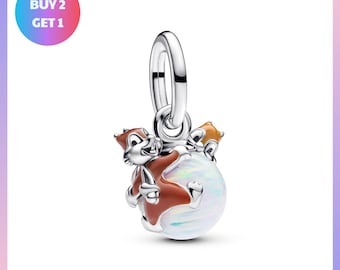 Charm Bracelet Bead, Disney Chip Dale Bauble Dangle Charm, Disney Chip Jewelry, Disney Chip Dale Jewelry, Chip Dale Jewelry, Gift for Her