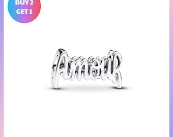Charm Bracelet Bead, Amour Script Charm, Amour Script Jewelry, Gift for Her