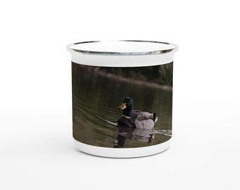 Serene Mallard Duck Enamel Camping Mug - 12oz Outdoor & Hiking Coffee Cup