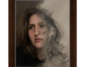 The Fighting Half: Emotional Portrait Wall Art, Mental Health Canvas Print