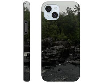 Moody Pine Forest River iPhone cover - Wilderness Landscape Tough case