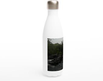 Moody Pine Forest River Stainless Steel Water Bottle - Insulated Wilderness Thermos