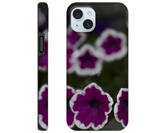 Tough Phone Case – Purple Glowing Flowers, Dual-Layer Protection, Wraparound Print